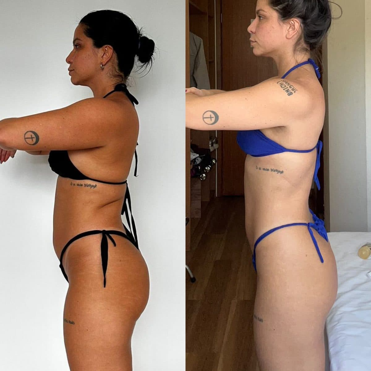 Antes e depois de aluna do João Pedro, de lado